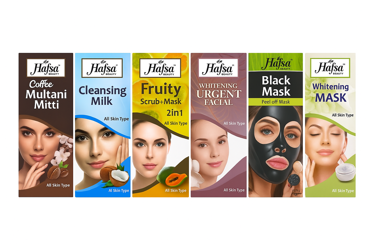Coffee Mitti + Cleansing Milk + 2 IN 1 Fruity Scrub + Whitening Urgent Facial + Whitening Mask + Black Mask Set