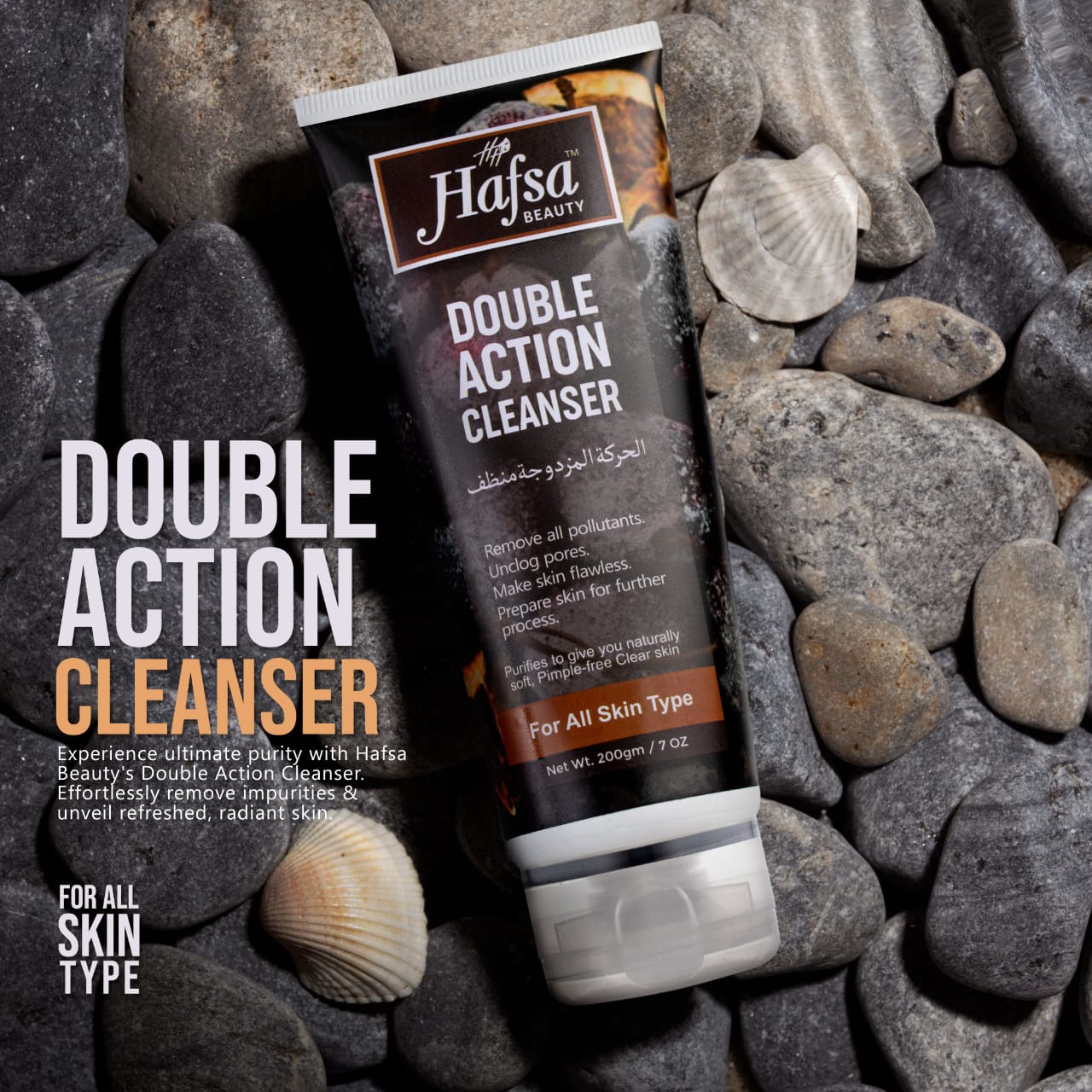 HAFSA BEAUTY DOUBLE ACTION CLEANSER 200ML