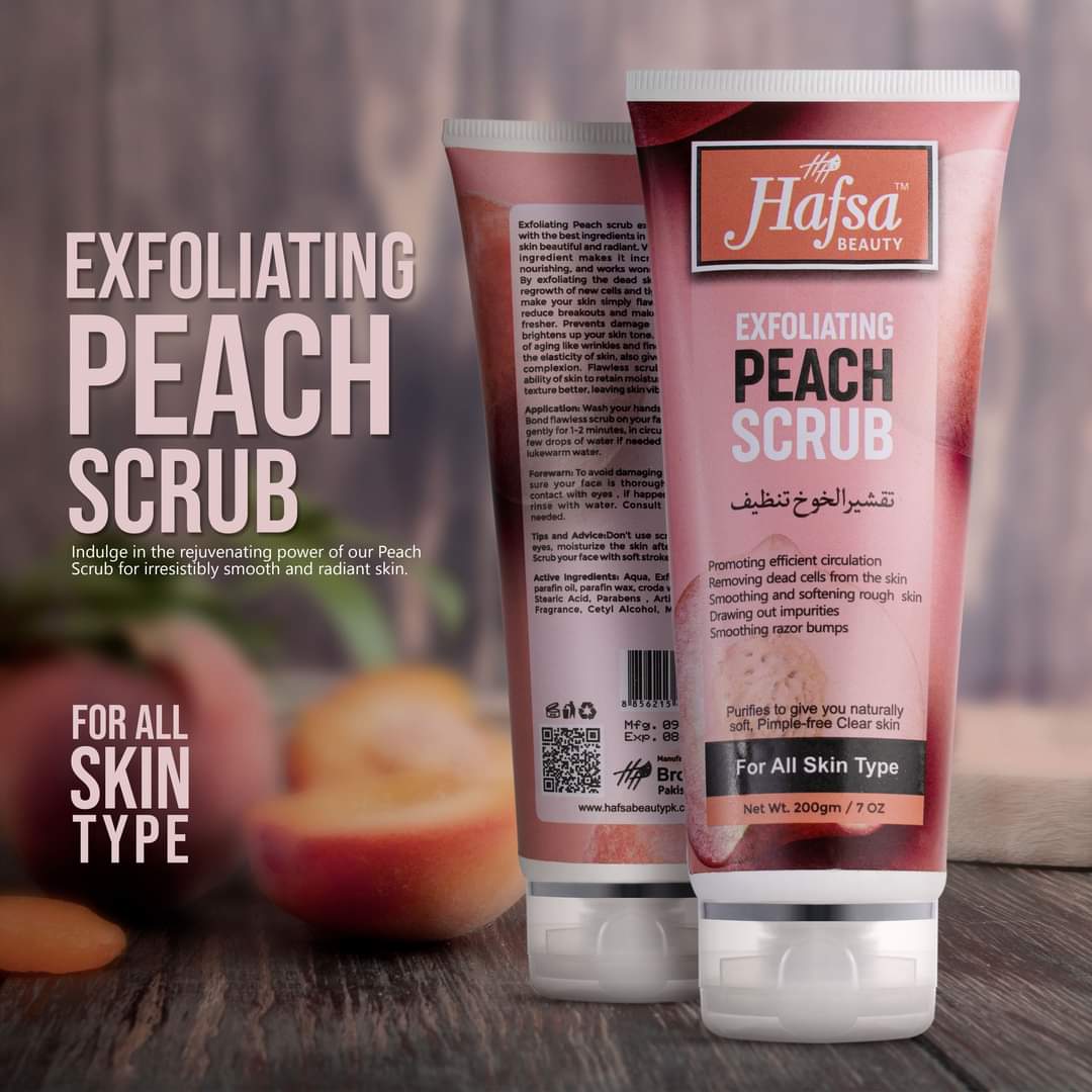 HAFSA BEAUTY EXFOLIATING PEACH SCRUB 200ML