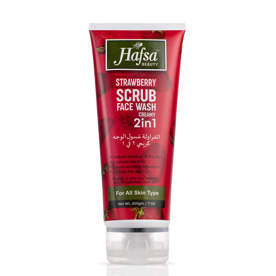 HAFSA BEAUTY STRAWBERRY WASH+SCRUB (2NI1) 200ML